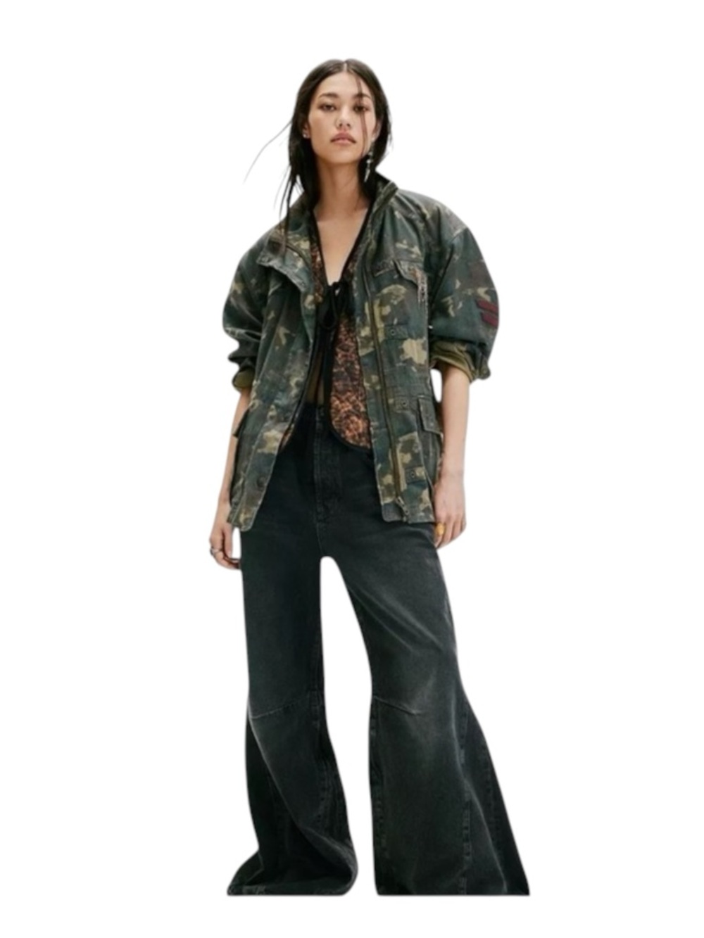 new FP x We The Free ❂ Arya Utility Camo Field Jacket ❂ Olive Camo Print ❂ XL - Picture 2 of 16